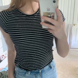 black and white striped american eagle shirt